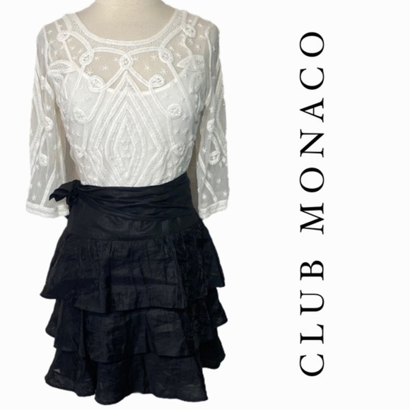 Club Monaco black organza tiered ruffle skirt Size 4 - Picture 2 of 9